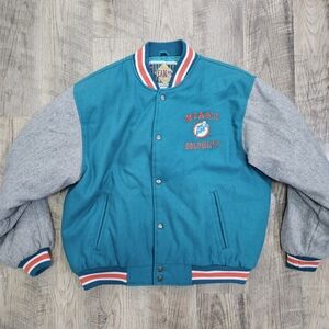 Teal and Gray Miami Dolphins Varsity Jacket